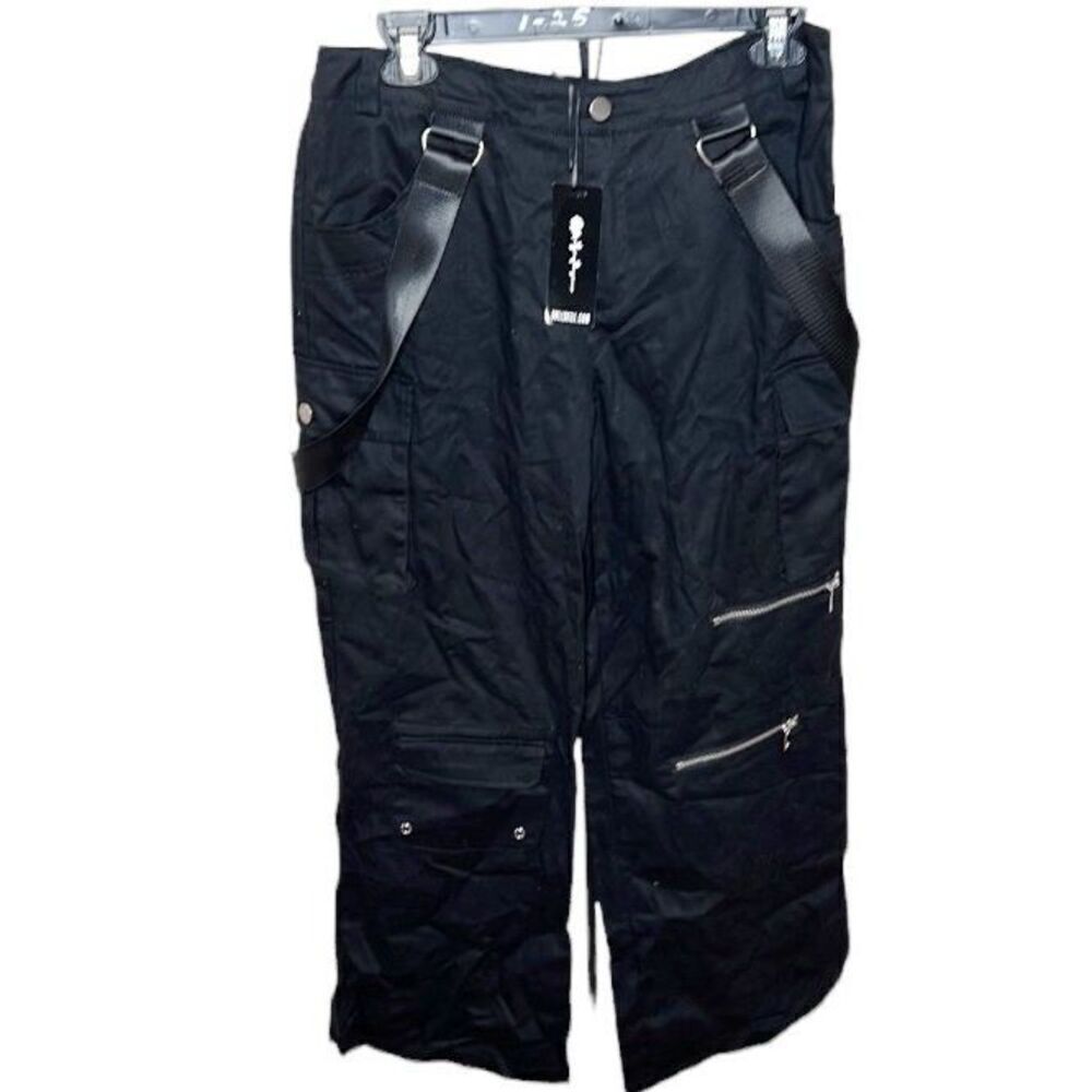 Dolls Kill Poster Girl Mixed Signals Cargo Pants Black High Waisted Nwt Size Med